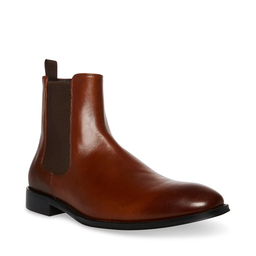 Chelsea Boots ανδρικα Steve Madden Adamo δερματινα σκούρο καφε | GR-O485JPT