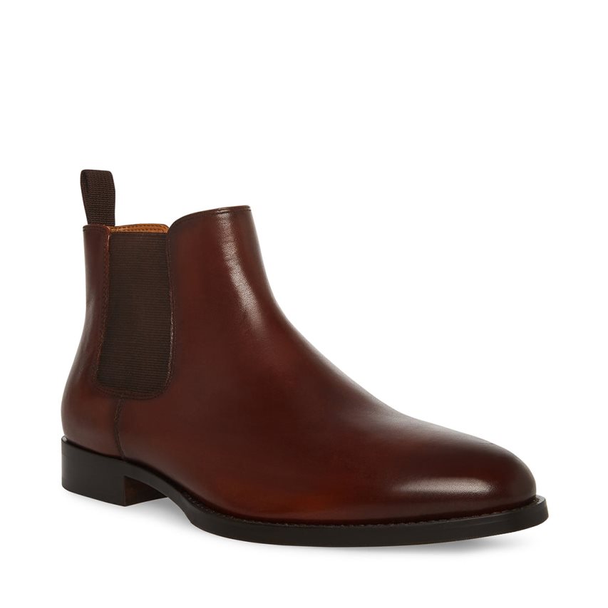 Chelsea Boots ανδρικα Steve Madden Agate δερματινα σκούρο καφε | GR-9136BSF