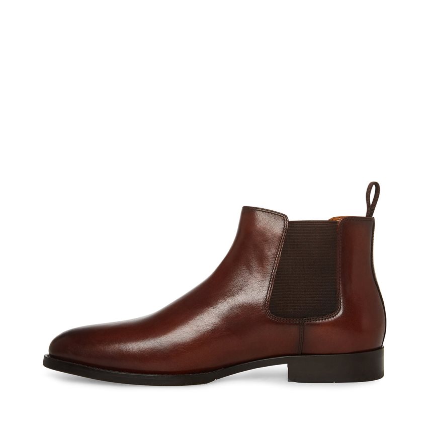Chelsea Boots ανδρικα Steve Madden Agate δερματινα σκούρο καφε | GR-9136BSF