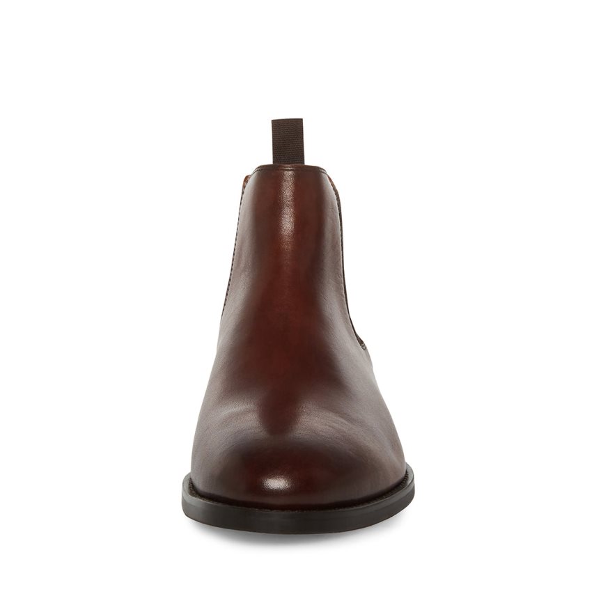 Chelsea Boots ανδρικα Steve Madden Agate δερματινα σκούρο καφε | GR-9136BSF