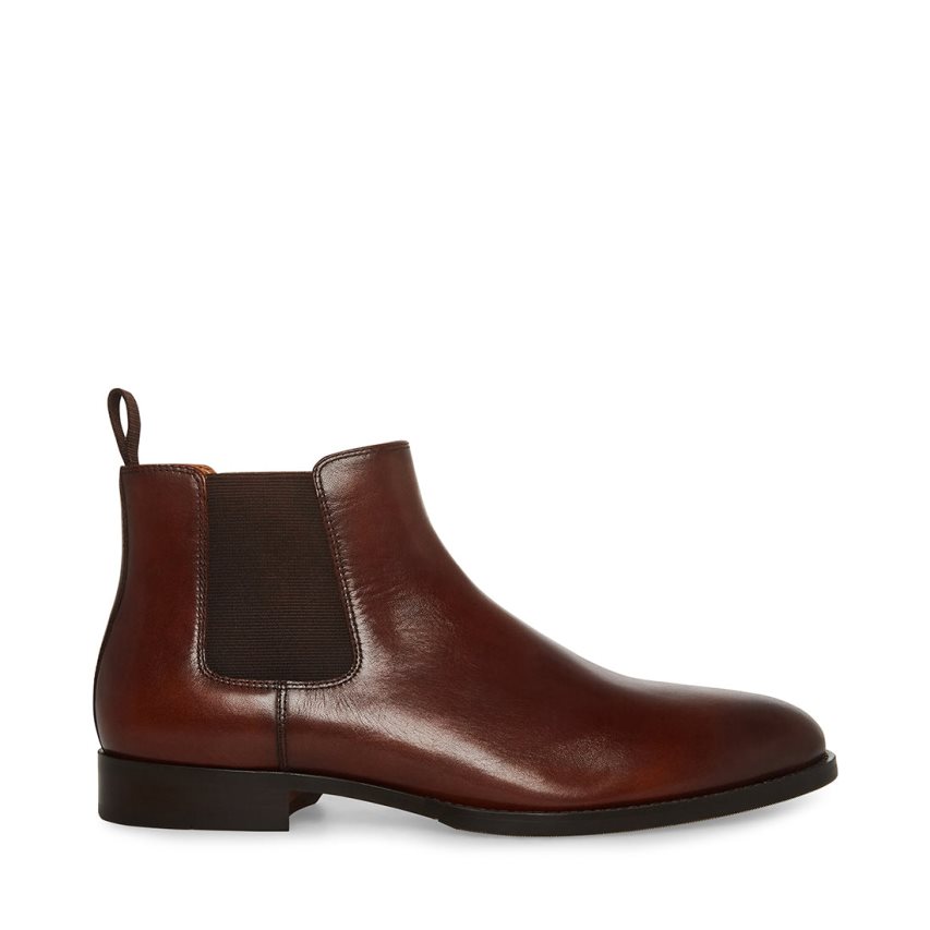 Chelsea Boots ανδρικα Steve Madden Agate δερματινα σκούρο καφε | GR-9136BSF