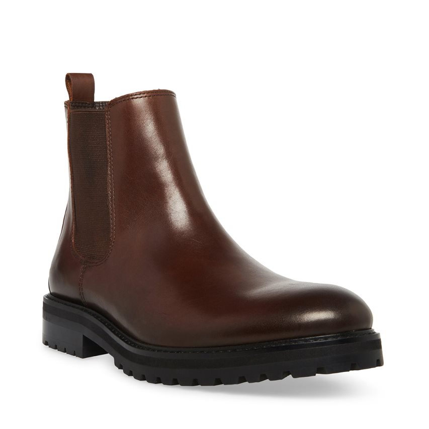 Chelsea Boots ανδρικα Steve Madden Duren δερματινα σκούρο καφε | GR-1629YPE