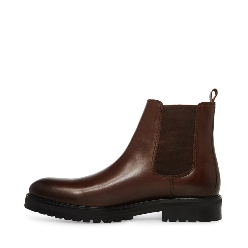 Chelsea Boots ανδρικα Steve Madden Duren δερματινα σκούρο καφε | GR-1629YPE