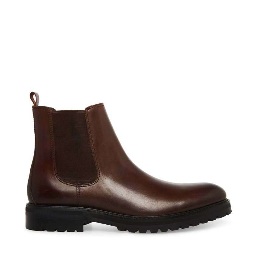 Chelsea Boots ανδρικα Steve Madden Duren δερματινα σκούρο καφε | GR-1629YPE
