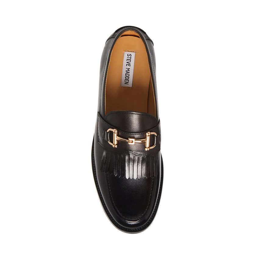Loafers ανδρικα Steve Madden Bronson δερματινα μαυρα | GR-76O1FEZ