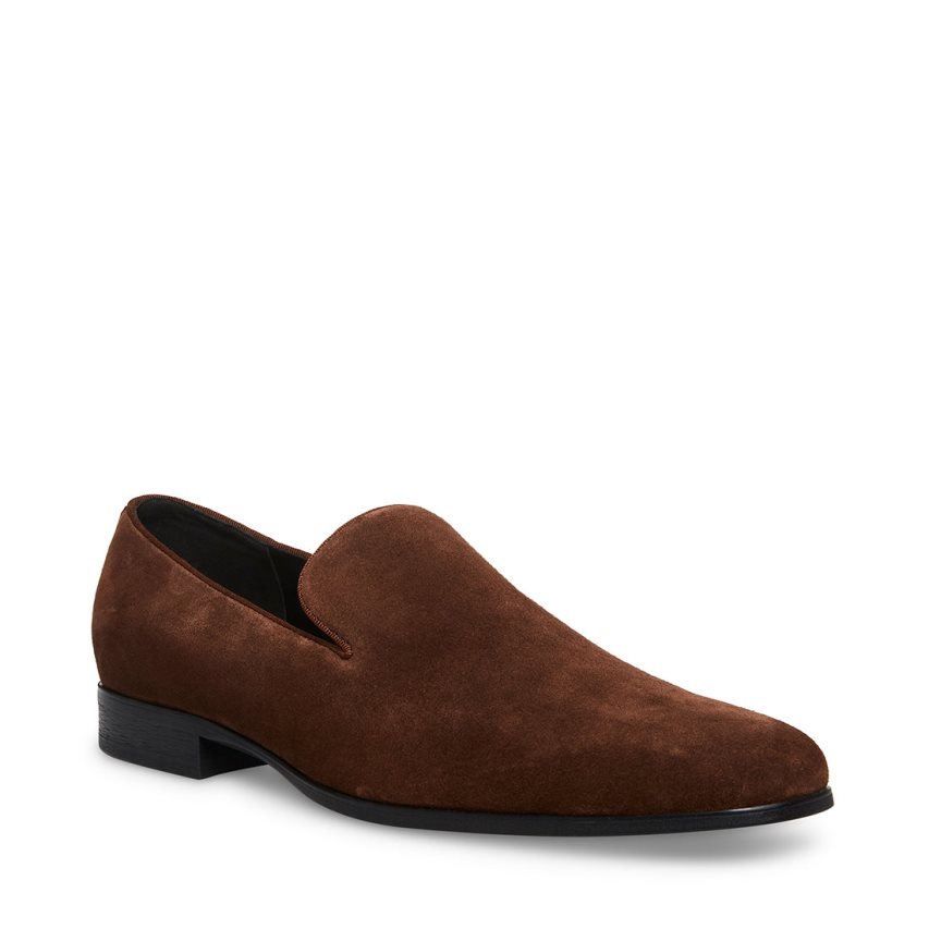 Loafers ανδρικα Steve Madden Parigi σουετ σκούρο καφε | GR-3581UYB