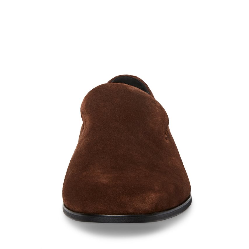 Loafers ανδρικα Steve Madden Parigi σουετ σκούρο καφε | GR-3581UYB