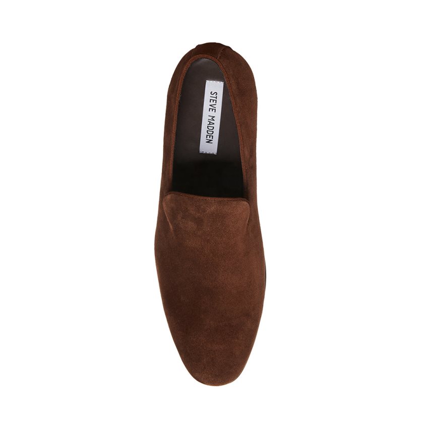 Loafers ανδρικα Steve Madden Parigi σουετ σκούρο καφε | GR-3581UYB