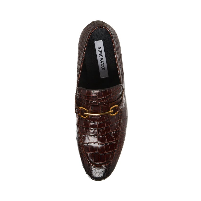 Loafers ανδρικα Steve Madden Philippe Crocodile σκούρο καφε | GR-6438OPI
