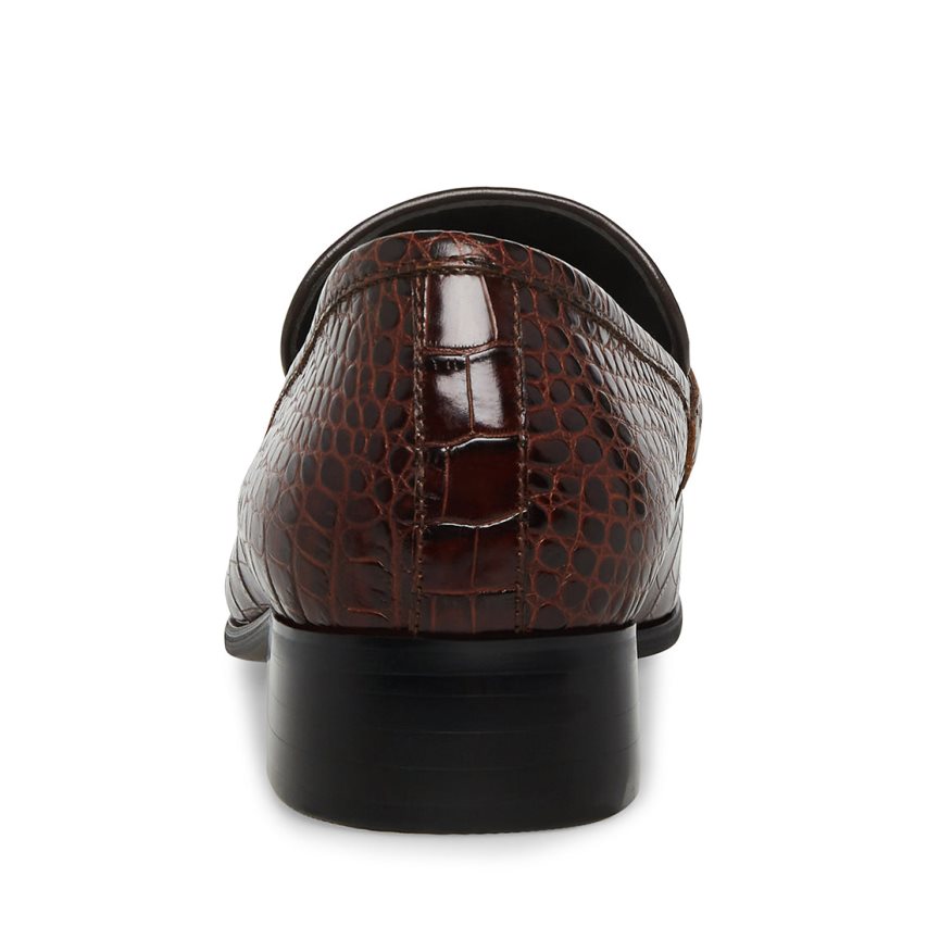 Loafers ανδρικα Steve Madden Philippe Crocodile σκούρο καφε | GR-6438OPI