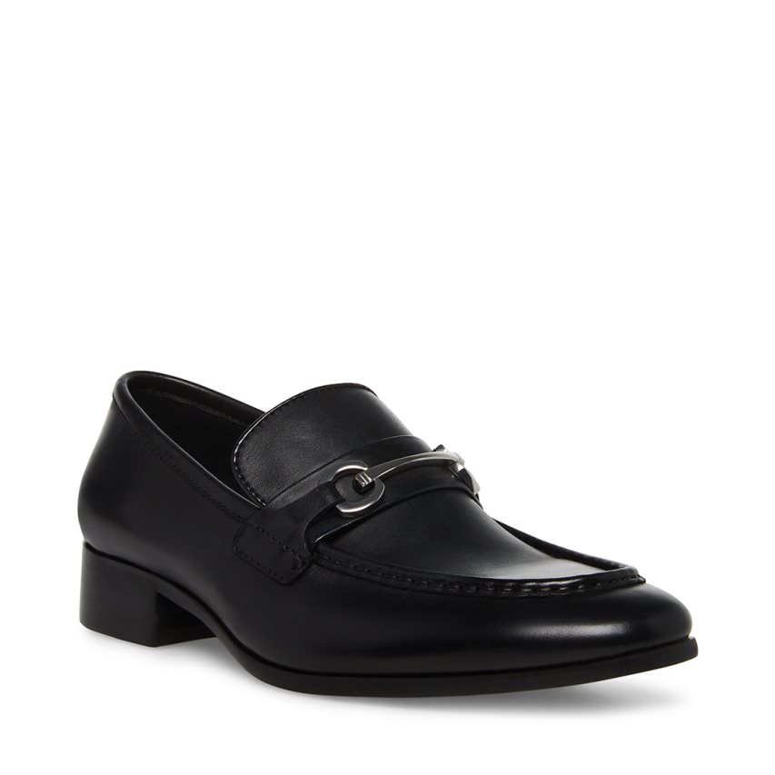 Loafers ανδρικα Steve Madden Philippe δερματινα μαυρα | GR-1647GDK