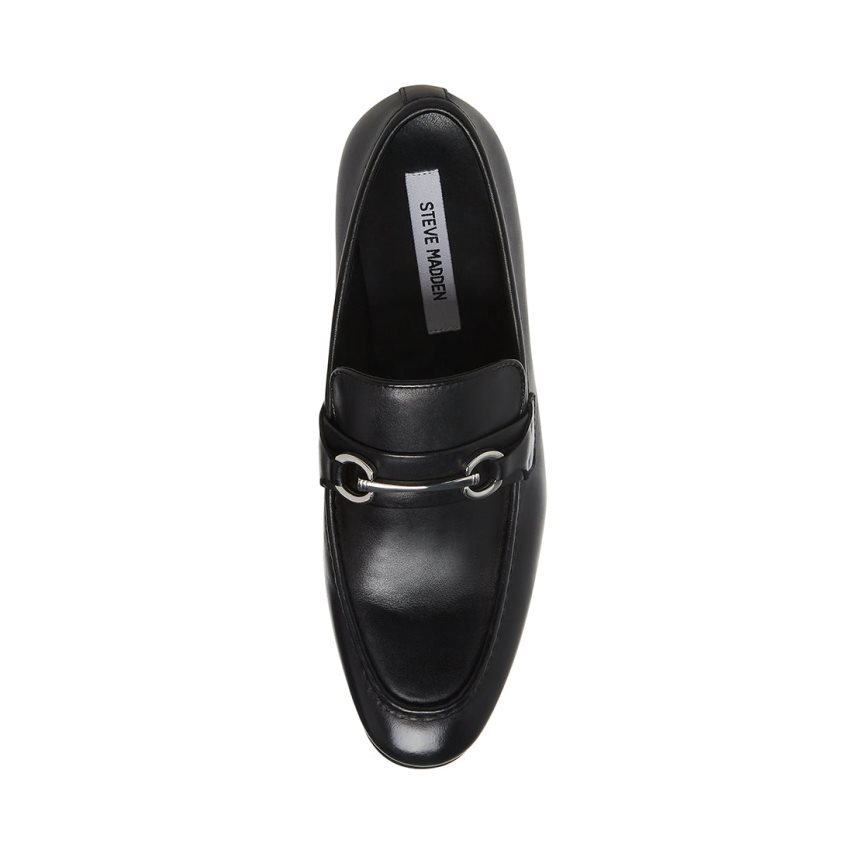 Loafers ανδρικα Steve Madden Philippe δερματινα μαυρα | GR-1647GDK