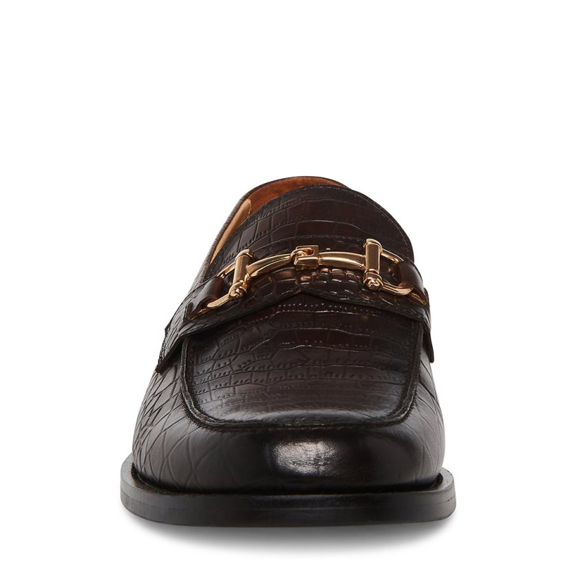 Loafers ανδρικα Steve Madden Wallace Crocodile σοκολάτα | GR-7513QBW