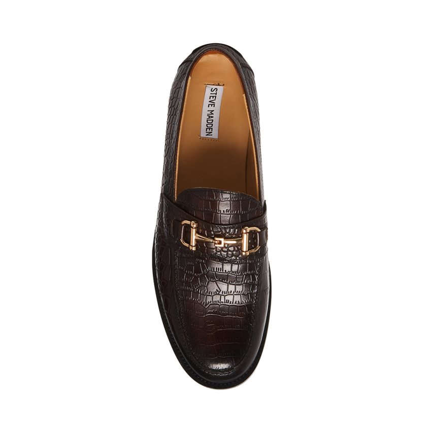 Loafers ανδρικα Steve Madden Wallace Crocodile σοκολάτα | GR-7513QBW