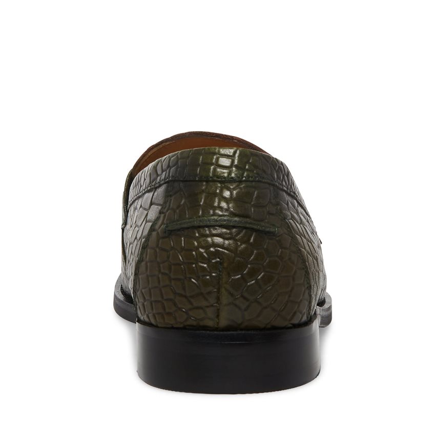 Loafers ανδρικα Steve Madden Wallace Crocodile σκούρο πρασινο | GR-O943TOH