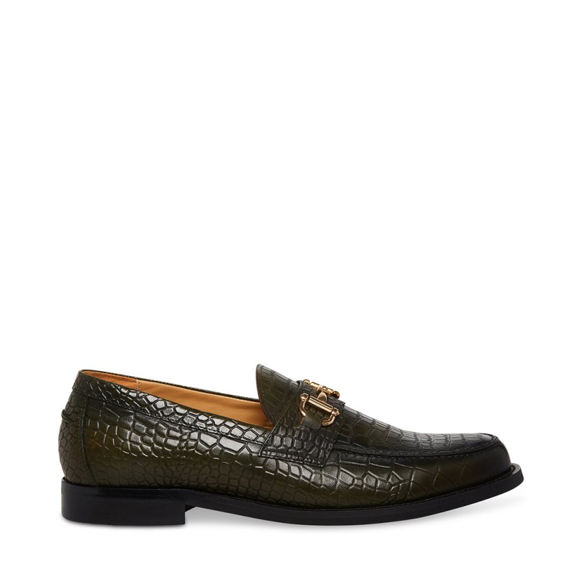Loafers ανδρικα Steve Madden Wallace Crocodile σκούρο πρασινο | GR-O943TOH