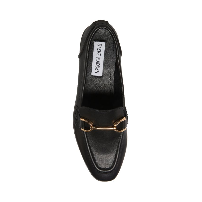 Loafers γυναικεια Steve Madden Carrine δερματινα μαυρα | GR-9415JFH