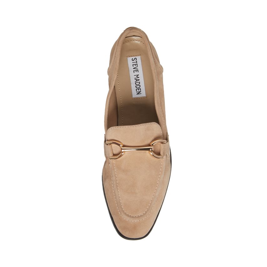 Loafers γυναικεια Steve Madden Carrine σουετ Μπεζ | GR-9251RGK