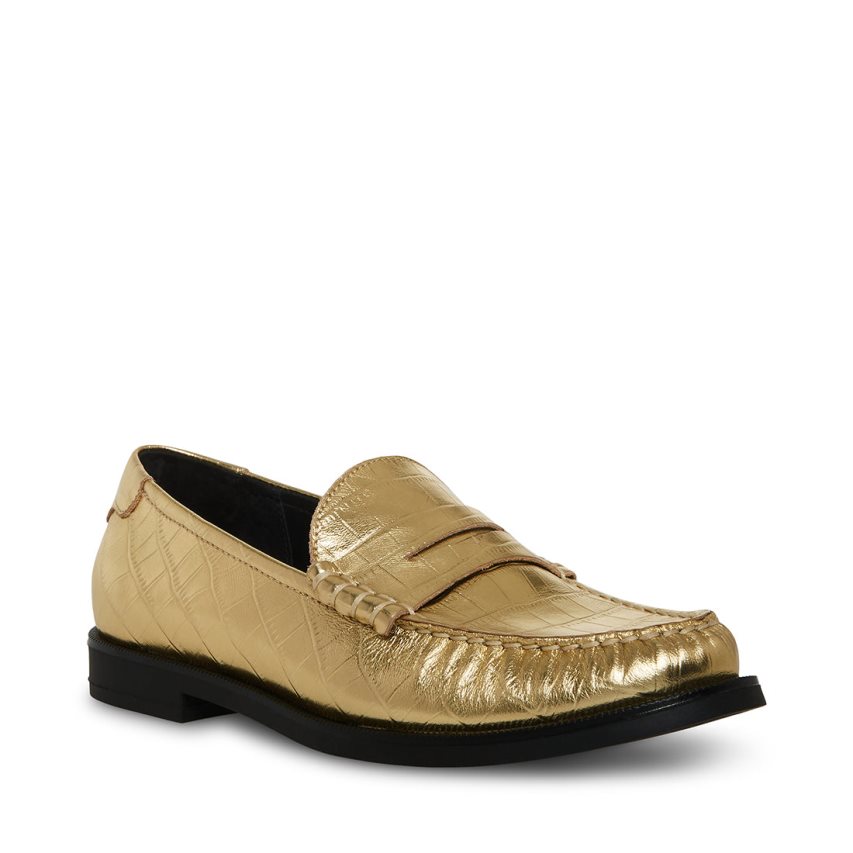 Loafers γυναικεια Steve Madden Emmet Crocodile χρυσο χρωμα | GR-7492OZU