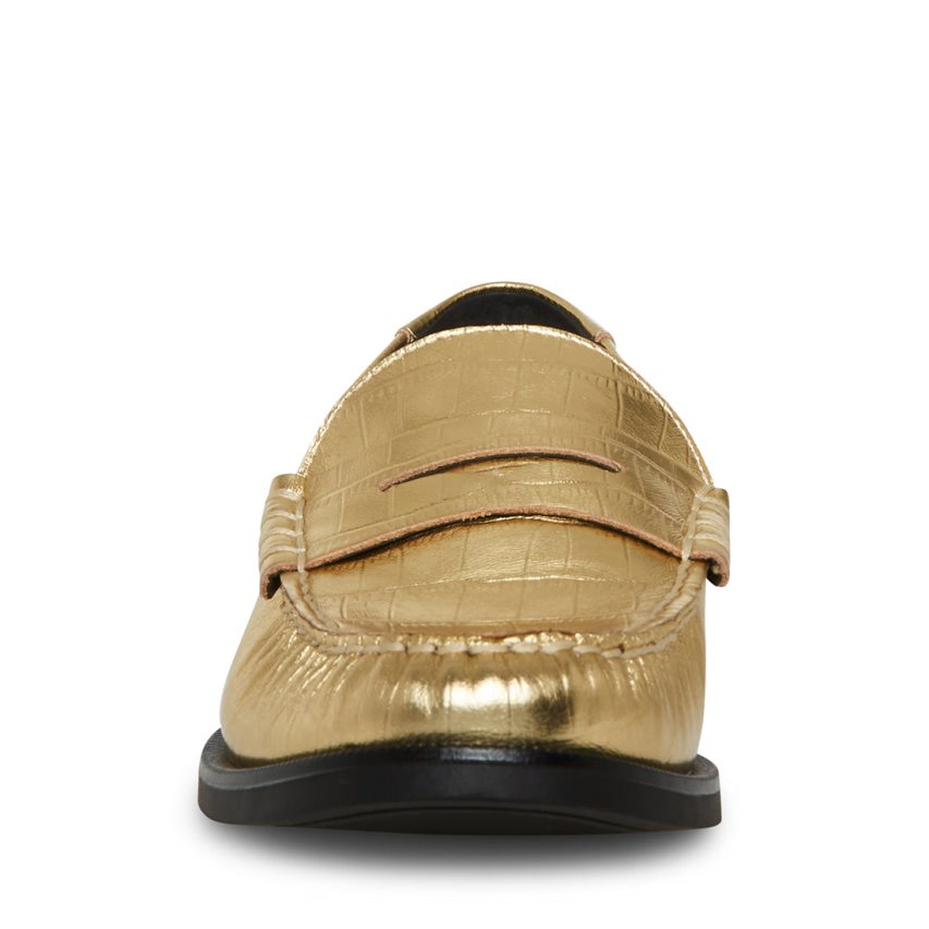 Loafers γυναικεια Steve Madden Emmet Crocodile χρυσο χρωμα | GR-7492OZU