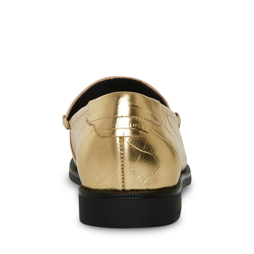 Loafers γυναικεια Steve Madden Emmet Crocodile χρυσο χρωμα | GR-7492OZU