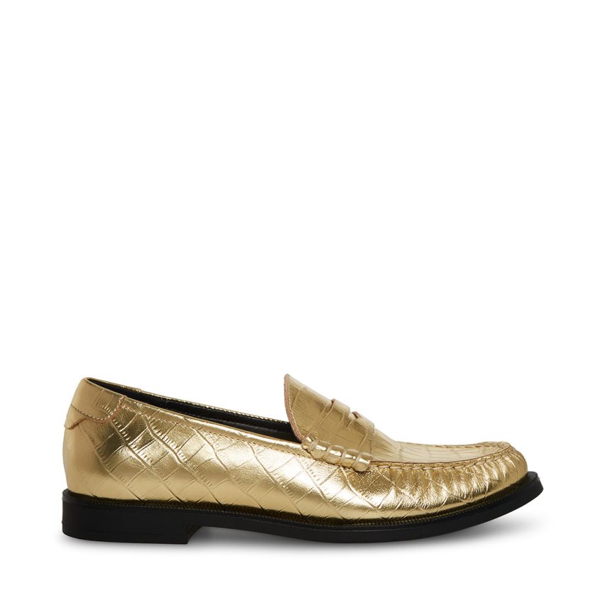 Loafers γυναικεια Steve Madden Emmet Crocodile χρυσο χρωμα | GR-7492OZU