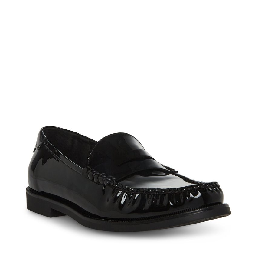 Loafers γυναικεια Steve Madden Emmet λουστρινι μαυρα | GR-4726FXO