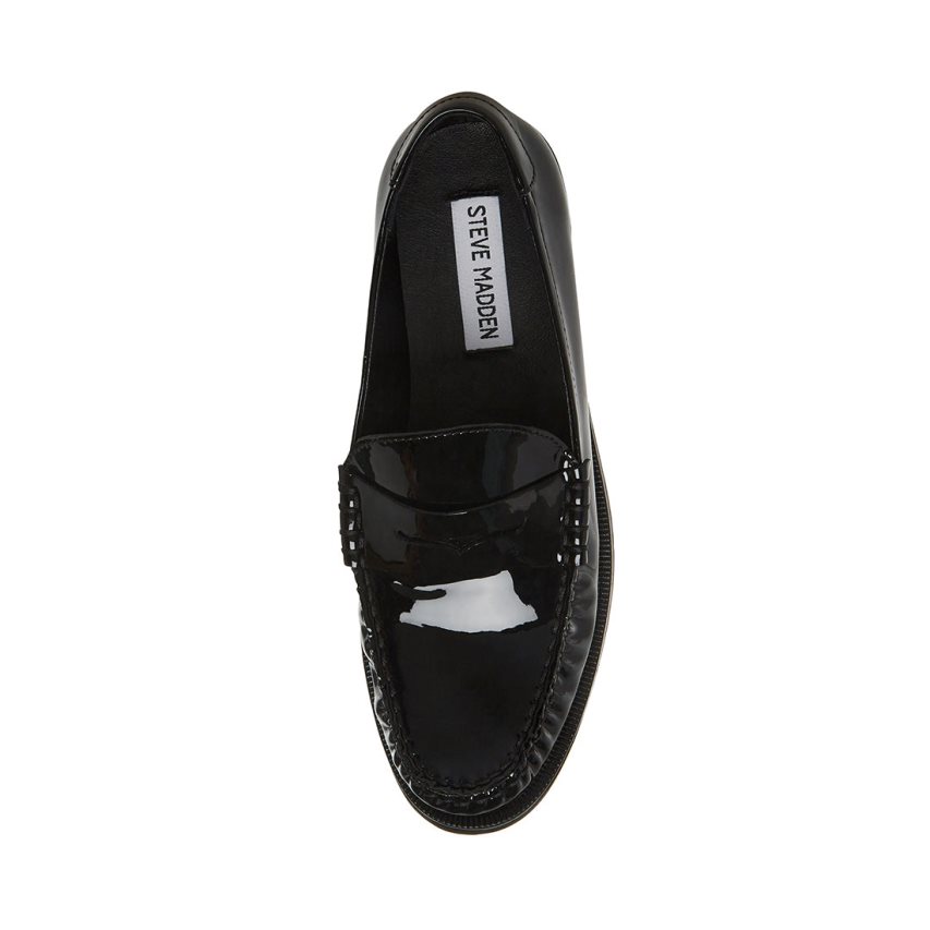 Loafers γυναικεια Steve Madden Emmet λουστρινι μαυρα | GR-4726FXO