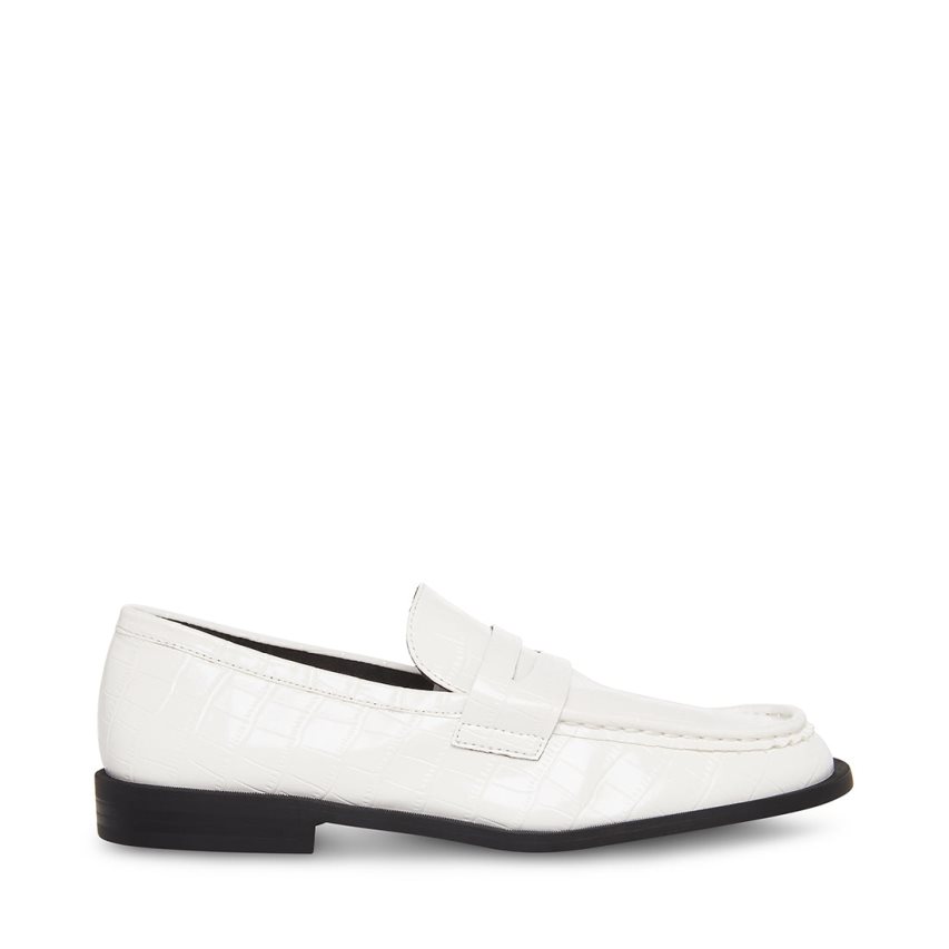 Loafers γυναικεια Steve Madden Goodman Crocodile ασπρα | GR-381OUNO