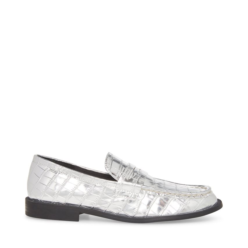 Loafers γυναικεια Steve Madden Goodman Crocodile ασημι | GR-8615NRQ