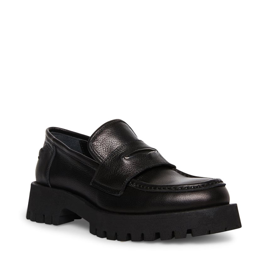 Loafers γυναικεια Steve Madden Lawrence δερματινα μαυρα | GR-3469XQU