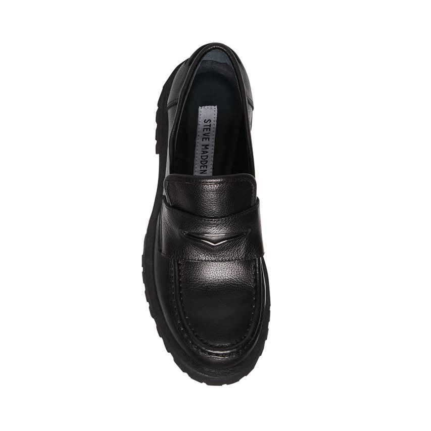 Loafers γυναικεια Steve Madden Lawrence δερματινα μαυρα | GR-3469XQU