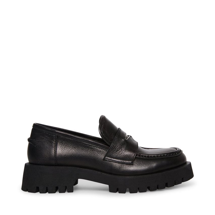 Loafers γυναικεια Steve Madden Lawrence δερματινα μαυρα | GR-3469XQU
