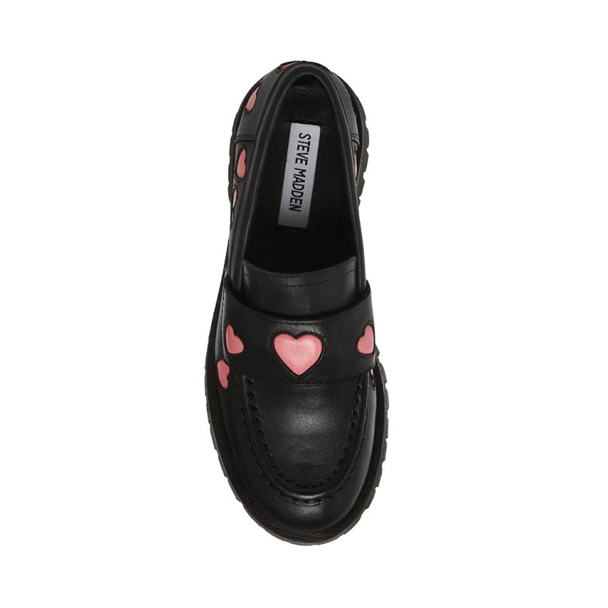 Loafers γυναικεια Steve Madden Lawrence-h δερματινα μαυρα | GR-3O26DIW