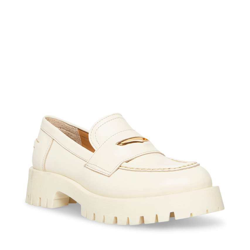 Loafers γυναικεια Steve Madden Lawrence δερματινα ασπρα | GR-47O2YHG