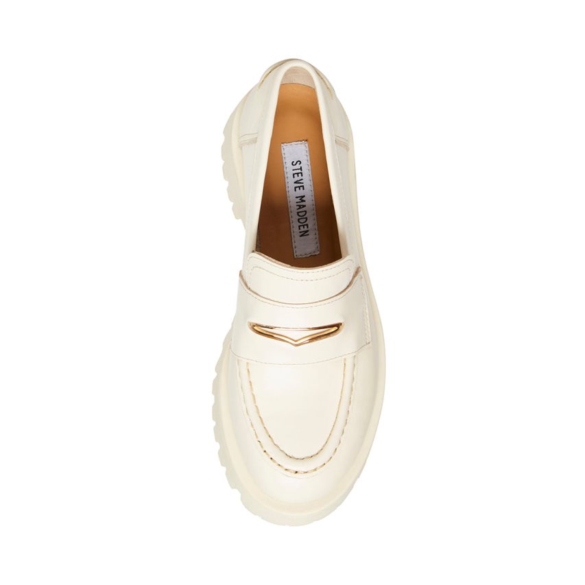 Loafers γυναικεια Steve Madden Lawrence δερματινα ασπρα | GR-47O2YHG