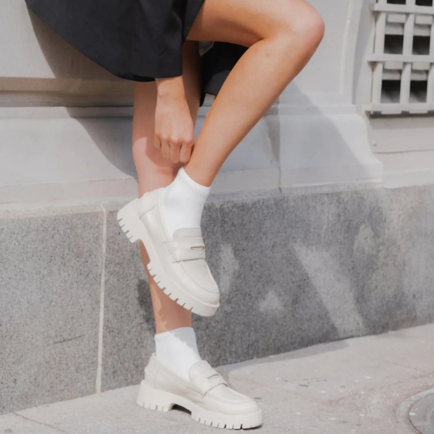 Loafers γυναικεια Steve Madden Lawrence δερματινα ασπρα | GR-47O2YHG