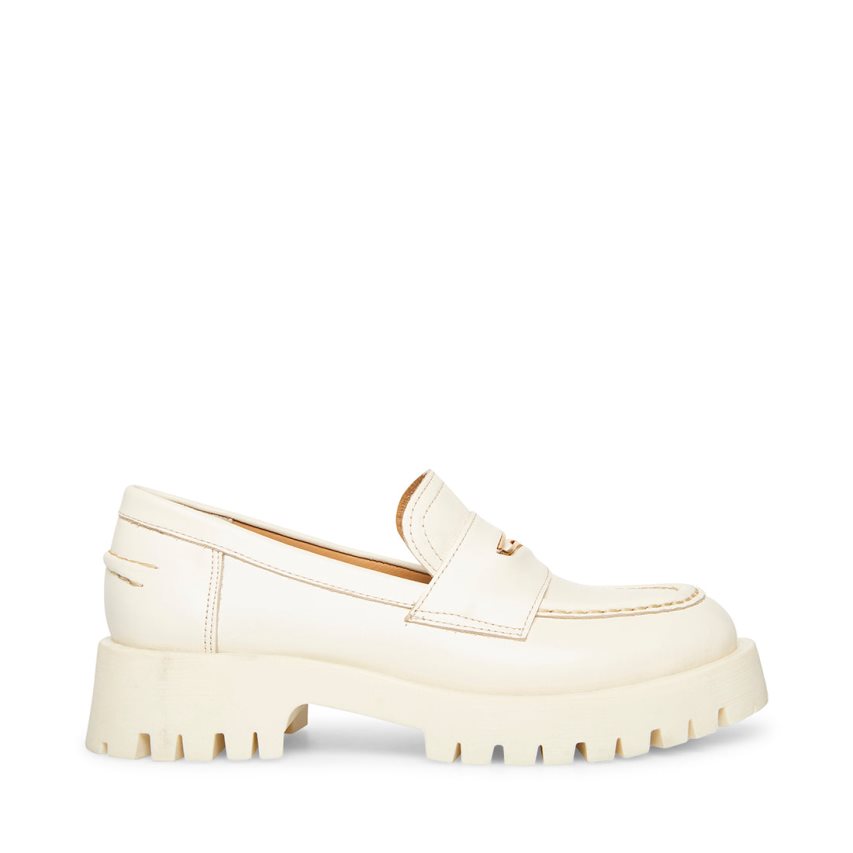 Loafers γυναικεια Steve Madden Lawrence δερματινα ασπρα | GR-47O2YHG