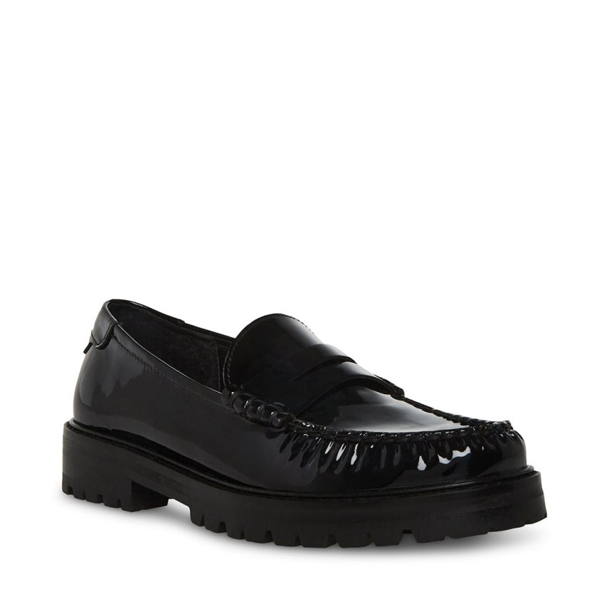 Loafers γυναικεια Steve Madden Madelyn λουστρινι μαυρα | GR-7538NSG