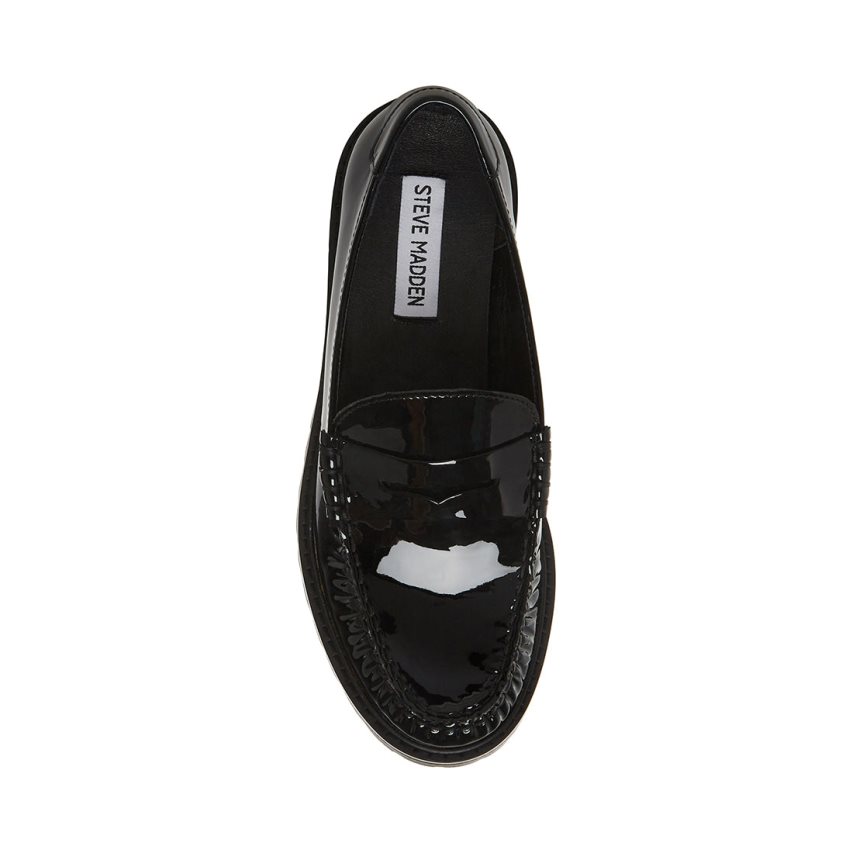 Loafers γυναικεια Steve Madden Madelyn λουστρινι μαυρα | GR-7538NSG