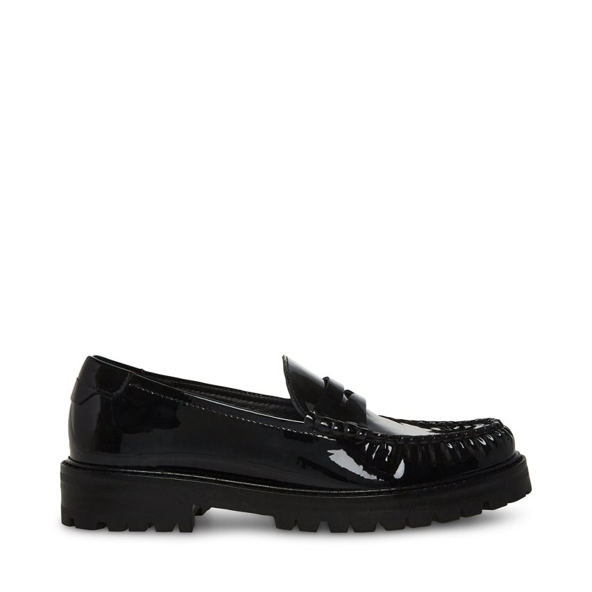 Loafers γυναικεια Steve Madden Madelyn λουστρινι μαυρα | GR-7538NSG