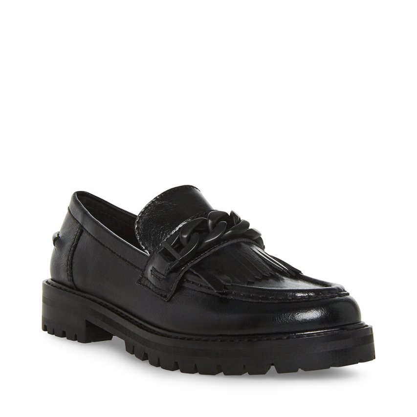 Loafers γυναικεια Steve Madden Malory δερματινα μαυρα | GR-47O2ODN