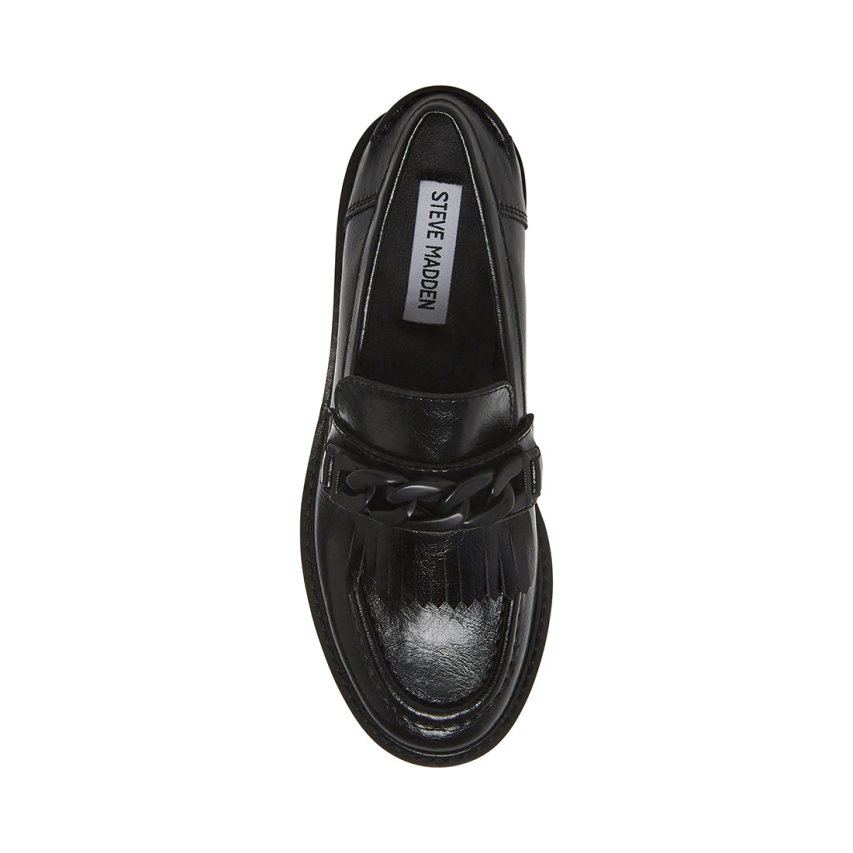 Loafers γυναικεια Steve Madden Malory δερματινα μαυρα | GR-47O2ODN