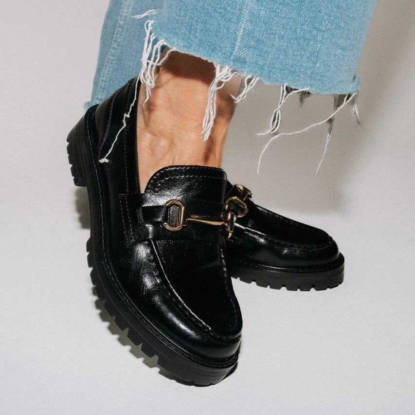 Loafers γυναικεια Steve Madden Mistor δερματινα μαυρα | GR-3O16CPS