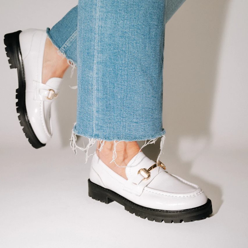 Loafers γυναικεια Steve Madden Mistor δερματινα ασπρα | GR-5142FJH