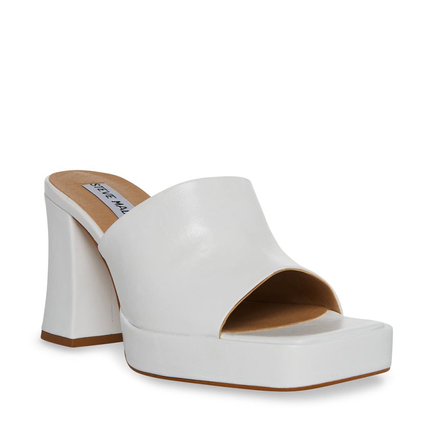 Mules γυναικεια Steve Madden Alex δερματινα ασπρα | GR-O346OWP