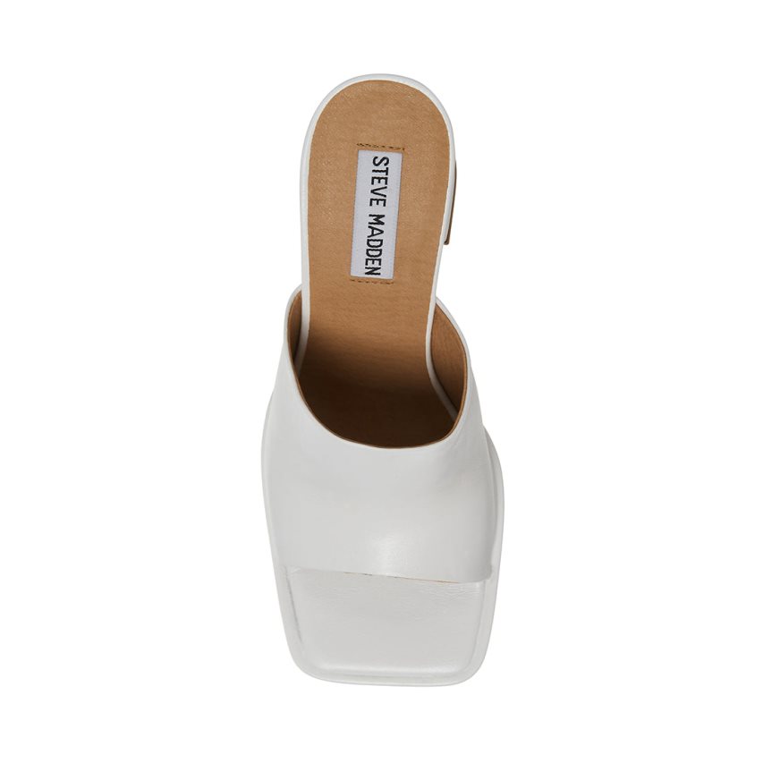 Mules γυναικεια Steve Madden Alex δερματινα ασπρα | GR-O346OWP