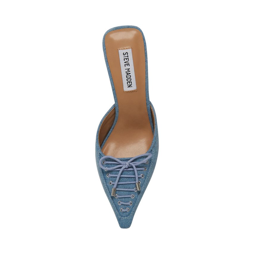 Mules γυναικεια Steve Madden Brianne Denim Fabric μπλε | GR-O183FDZ