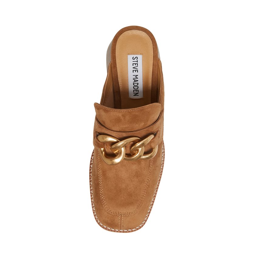 Mules γυναικεια Steve Madden Lorie Chestnut σουετ καφε | GR-6491GTU