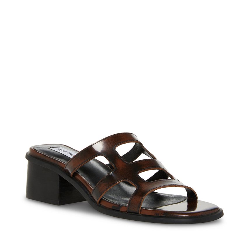 Mules γυναικεια Steve Madden Princess δερματινα σκούρο καφε | GR-O356PFQ
